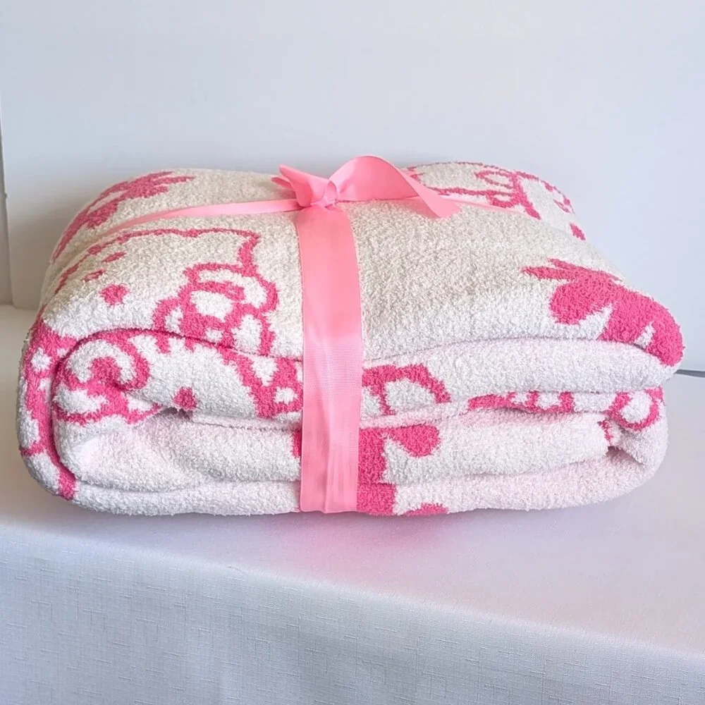 NWT Hello Kitty Full/Queen Ultrasoft Reversible Pink & White Blanket - Picture 3 of 5